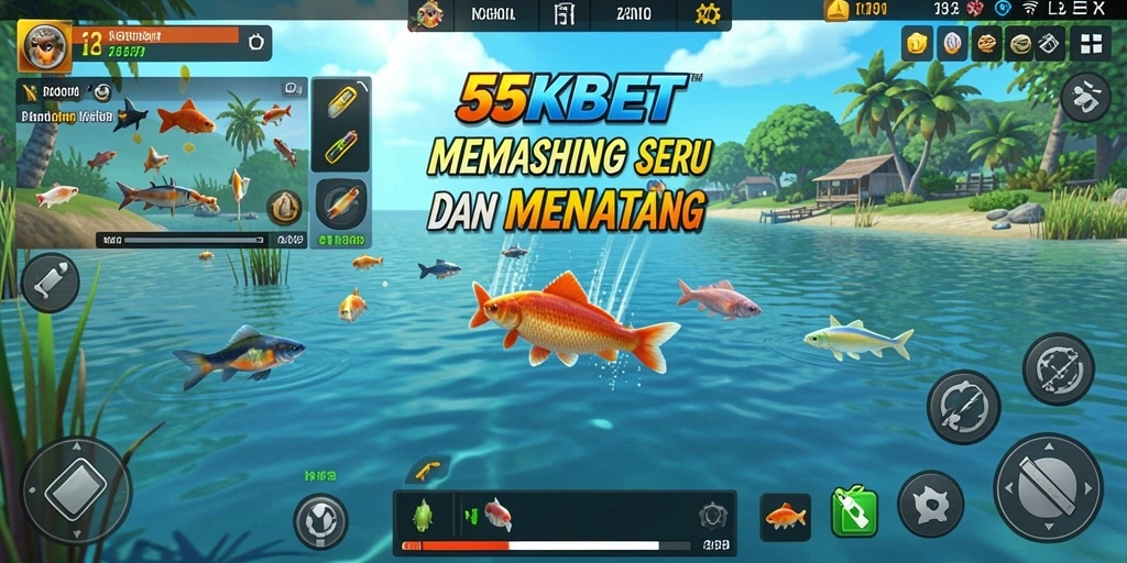 Tampilan gameplay 55KBET yang menampilkan aksi memancing seru dan grafis menawan.