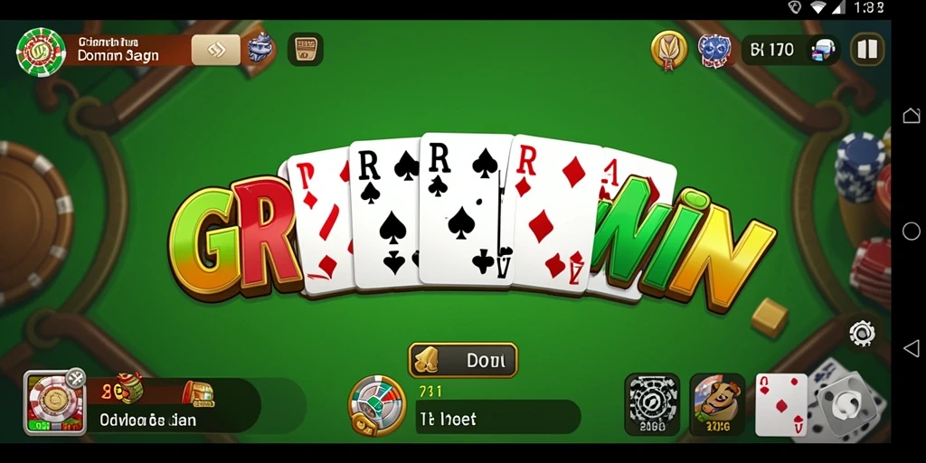Tampilan menarik dari gameplay Domino dalam GRABWIN.
