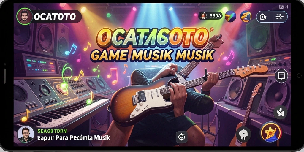 Screenshot gameplay OCATOTO menampilkan aksi seru dengan musik.