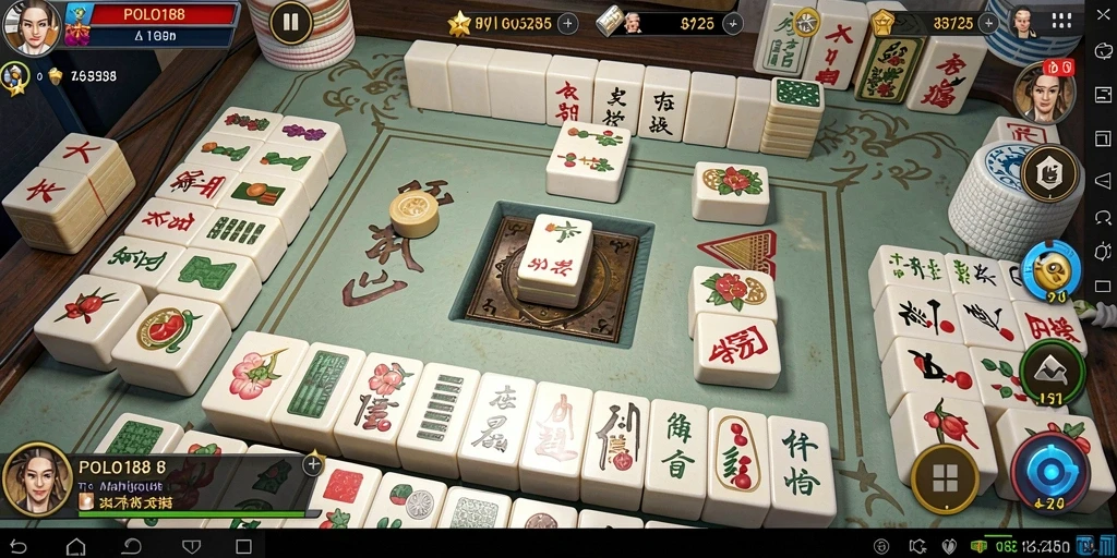 Tampilan gameplay seru POLO188 Mahjong dengan ubin warna-warni.