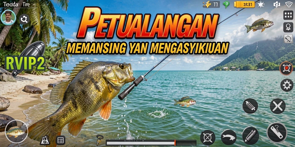 Gameplay memancing yang seru dan menantang di RVIP2.