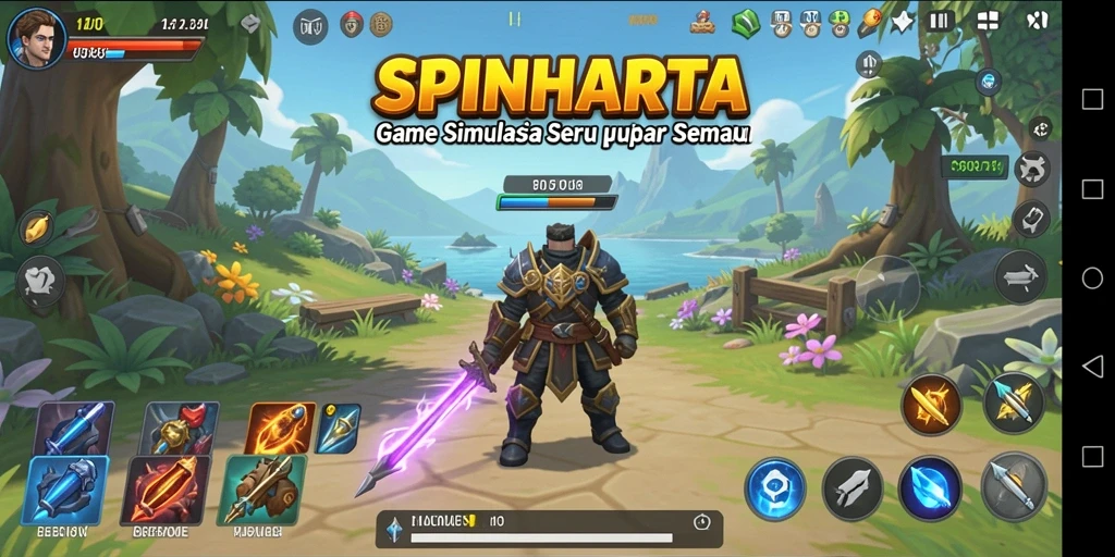 Tampilan gameplay seru dari SPINHARTA yang menampilkan misi simulasi.